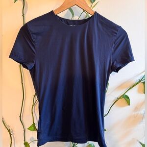 Abercrombie and Fitch Soft Matte Seamless Tuckable Baby Tee in Navy Blue | small